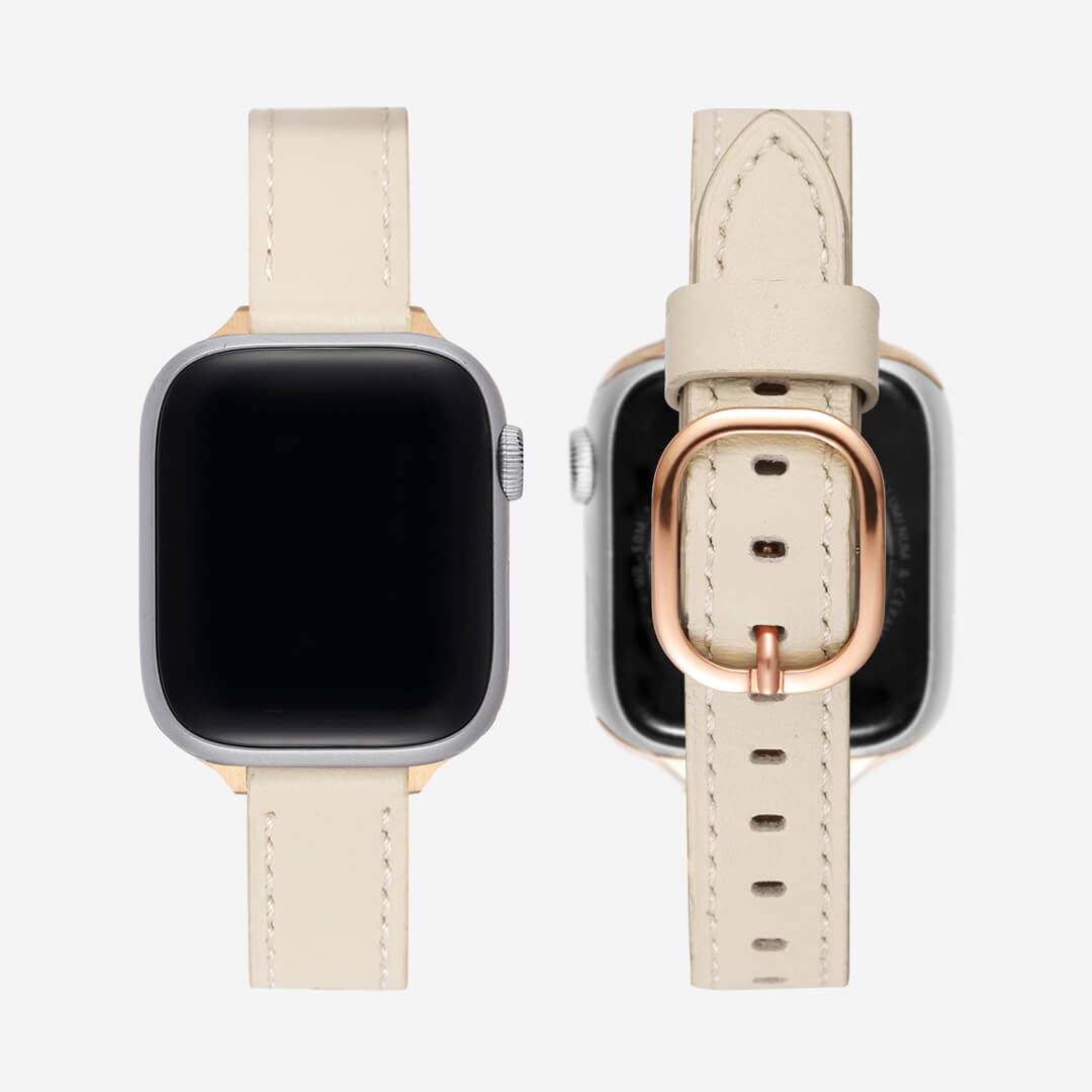Copenhagen Leather Apple Watch Band - Alabaster / Vintage Rose Gold