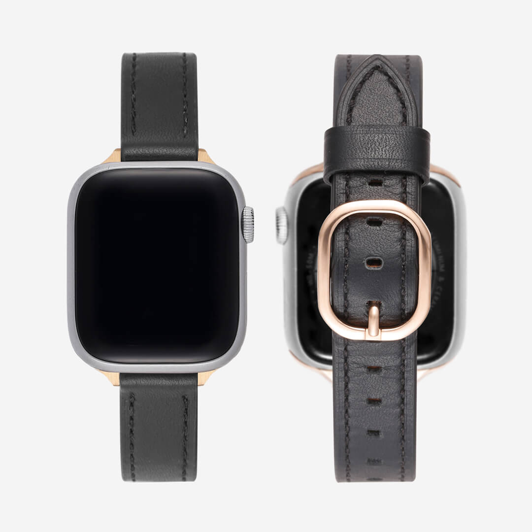 Copenhagen Leather Apple Watch Band - Black / Vintage Rose Gold