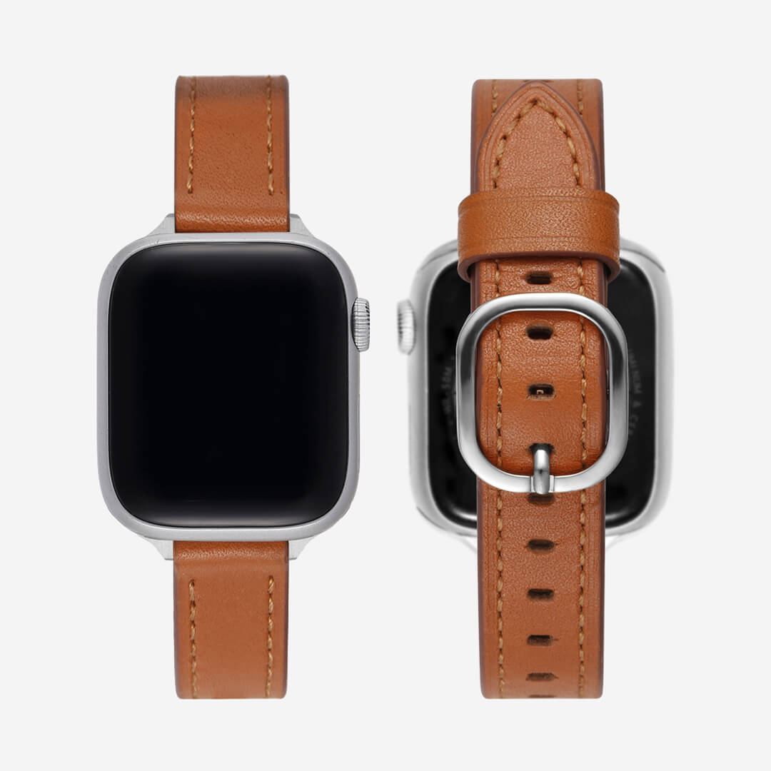 Copenhagen Leather Apple Watch Band - Caramel / Silver