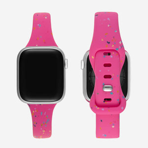Speckled Slim Silicone Apple Watch Band - Hot Pink