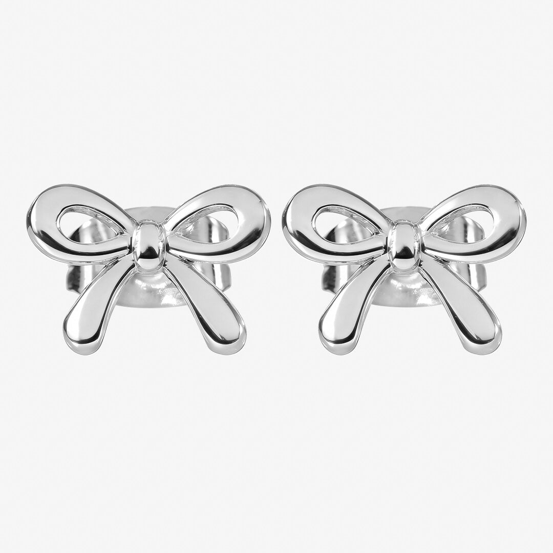 Bella Bow Stud Earrings - Silver
