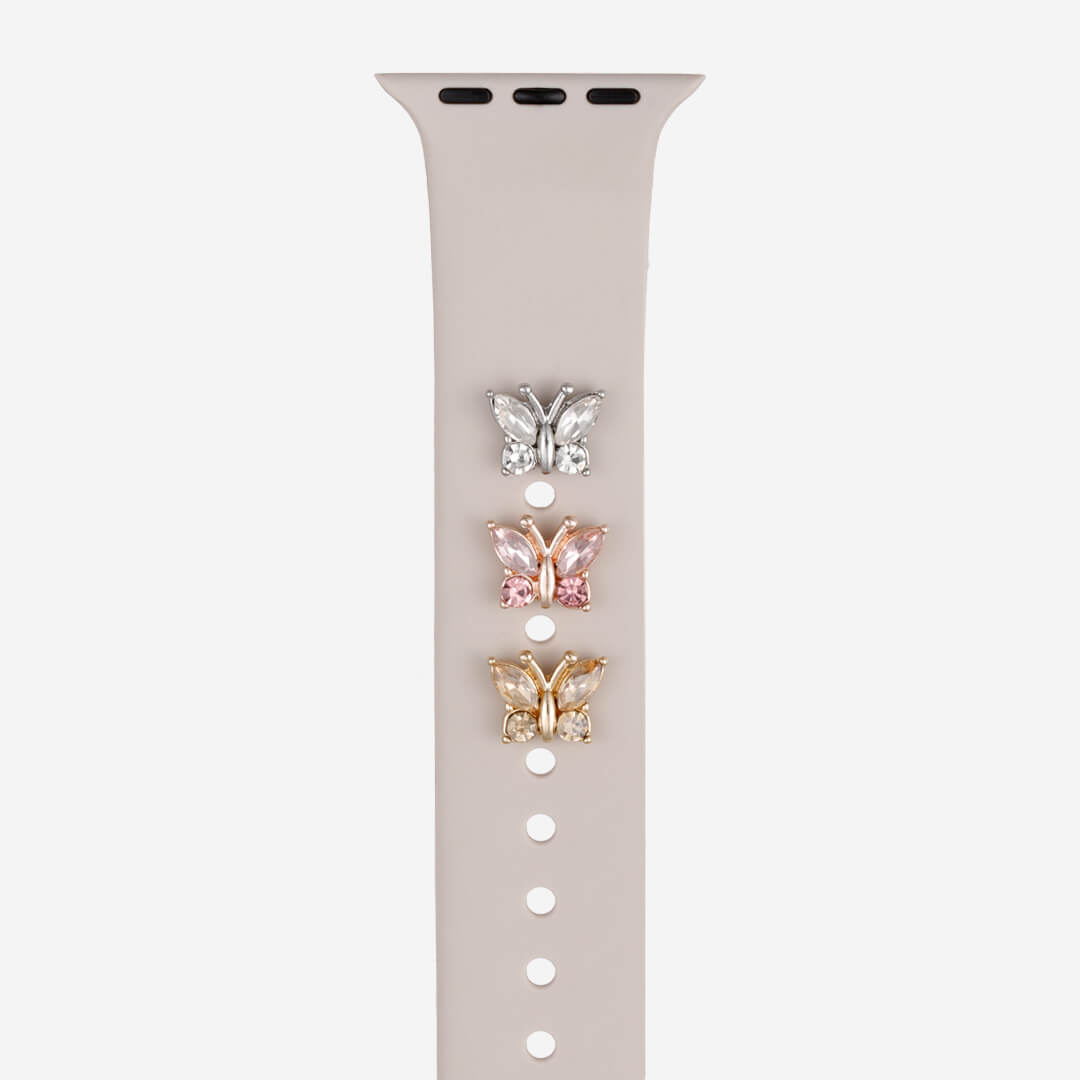 Crystal Butterfly Apple Watch Charm - Gold