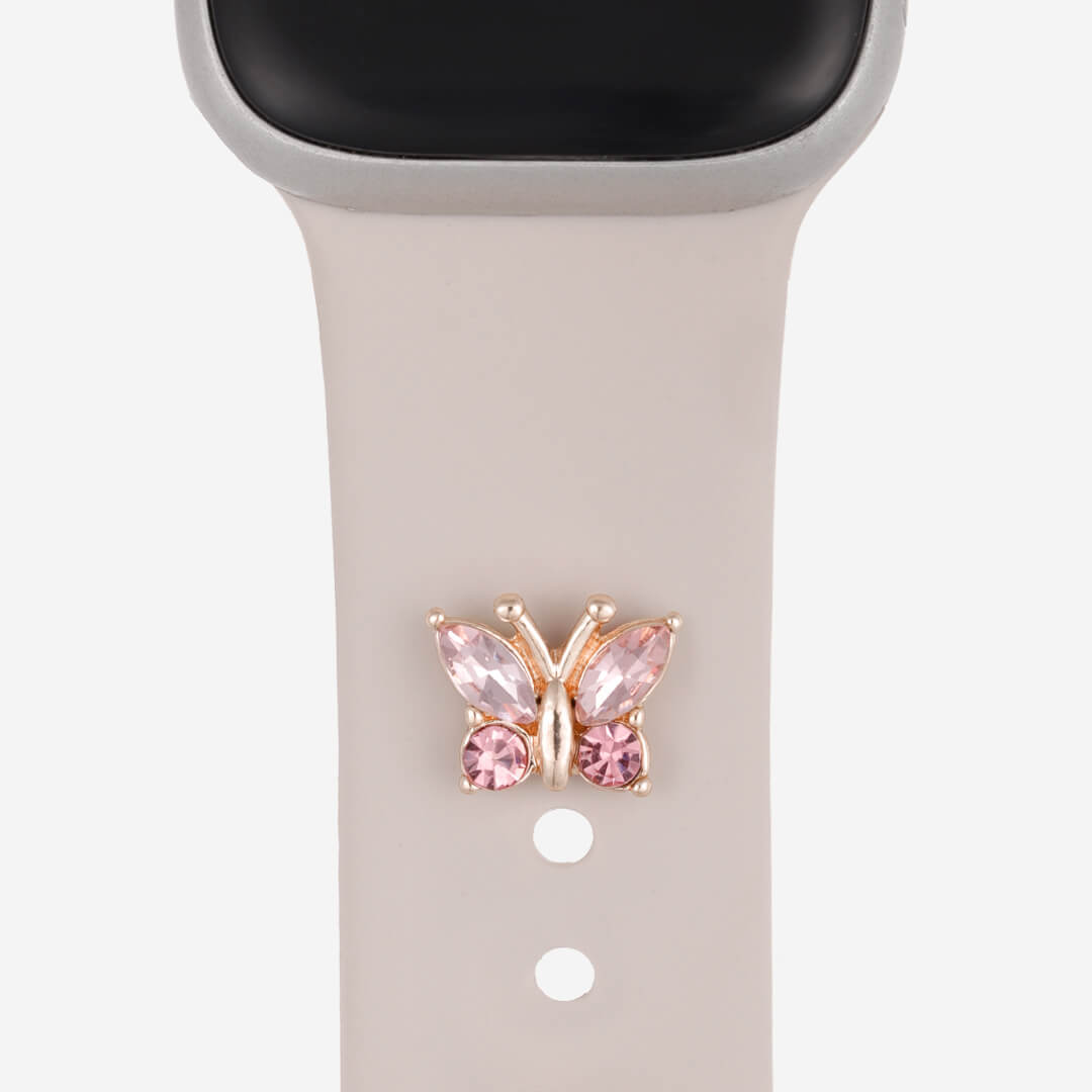 Crystal Butterfly Apple Watch Charm - Rose Gold