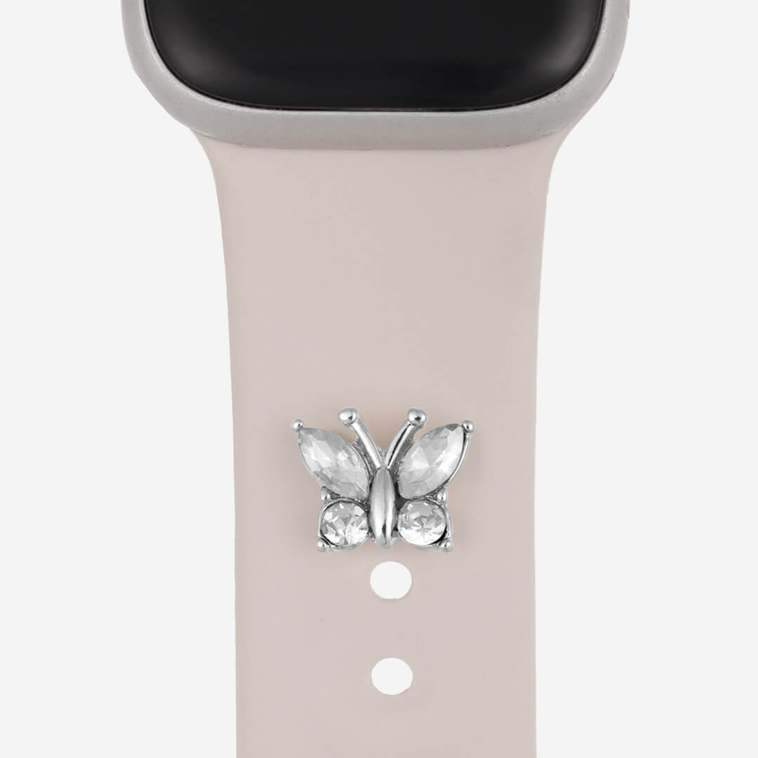 Crystal Butterfly Apple Watch Charm - Silver