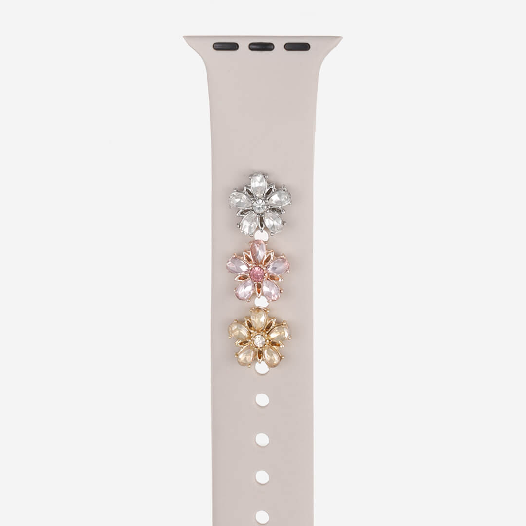 Crystal Flower Apple Watch Charm - Rose Gold