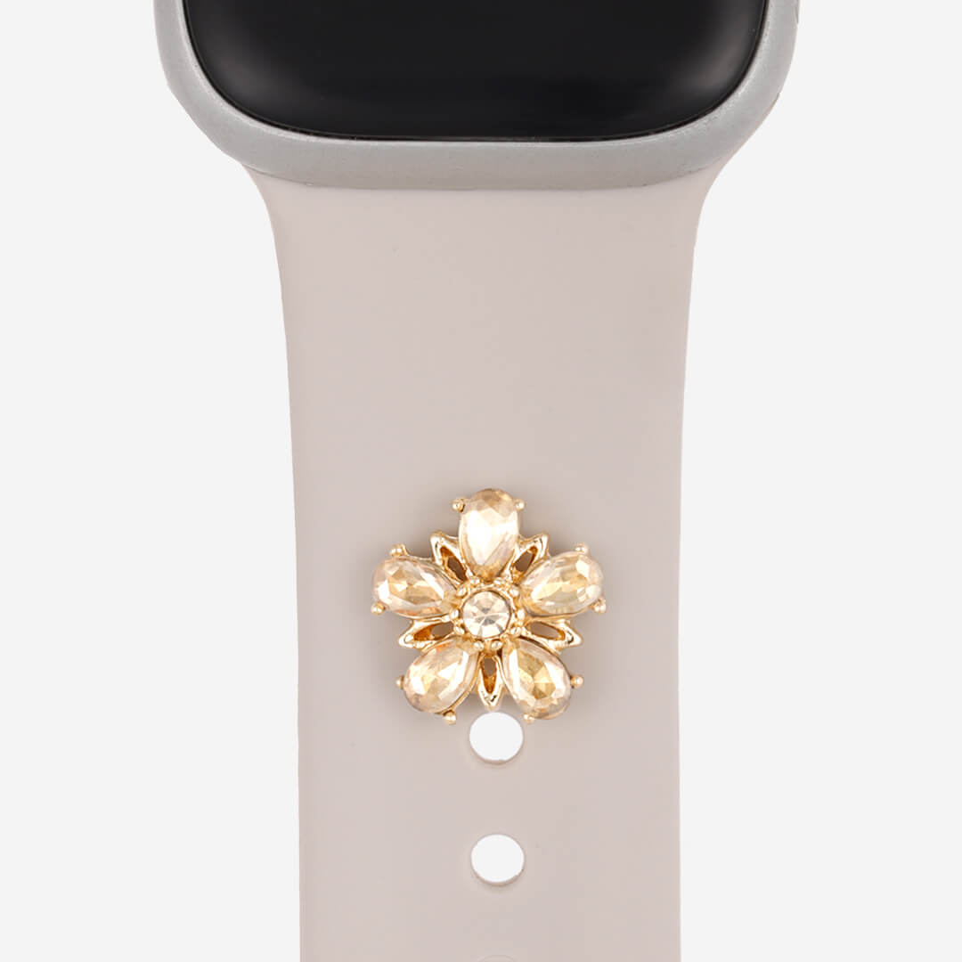 Crystal Flower Apple Watch Charm - Gold