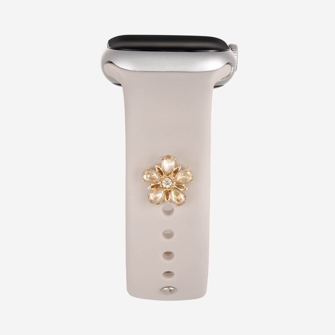 Crystal Flower Apple Watch Charm - Gold