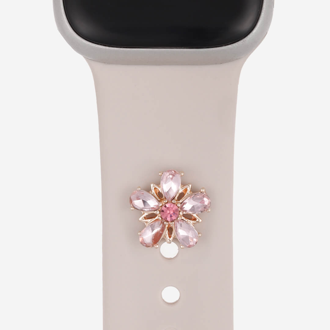 Crystal Flower Apple Watch Charm - Rose Gold