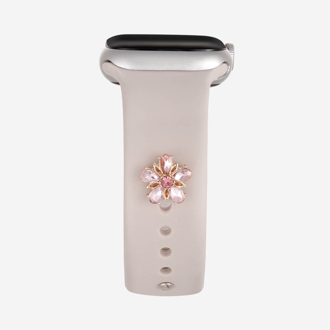 Crystal Flower Apple Watch Charm - Rose Gold