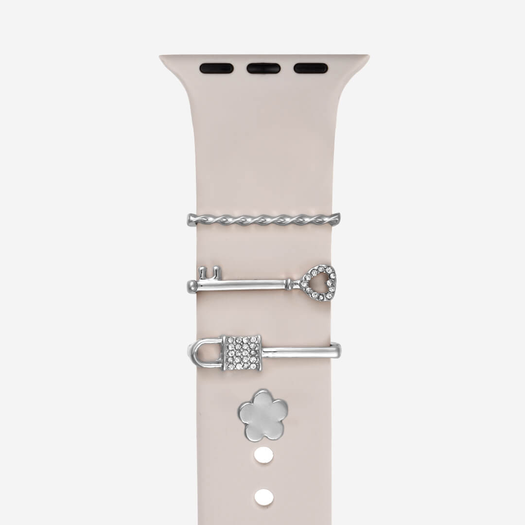 Lock &amp; Key Apple Watch Charm Set - Silver