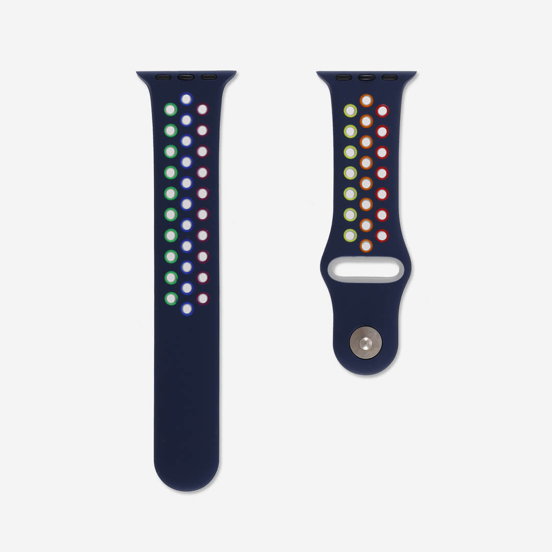 Silicone Sports Apple Watch Band - Midnight/Pride