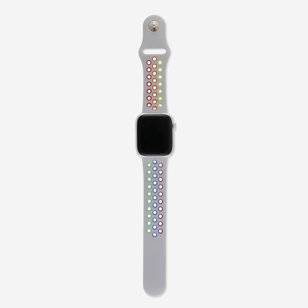 Silicone Sports Apple Watch Band - Stone/Pride