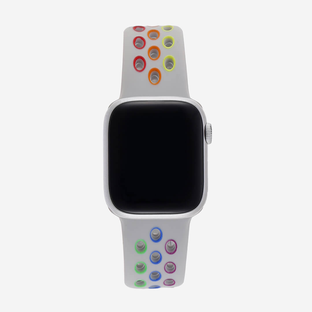 Silicone Sports Apple Watch Band - Stone/Pride