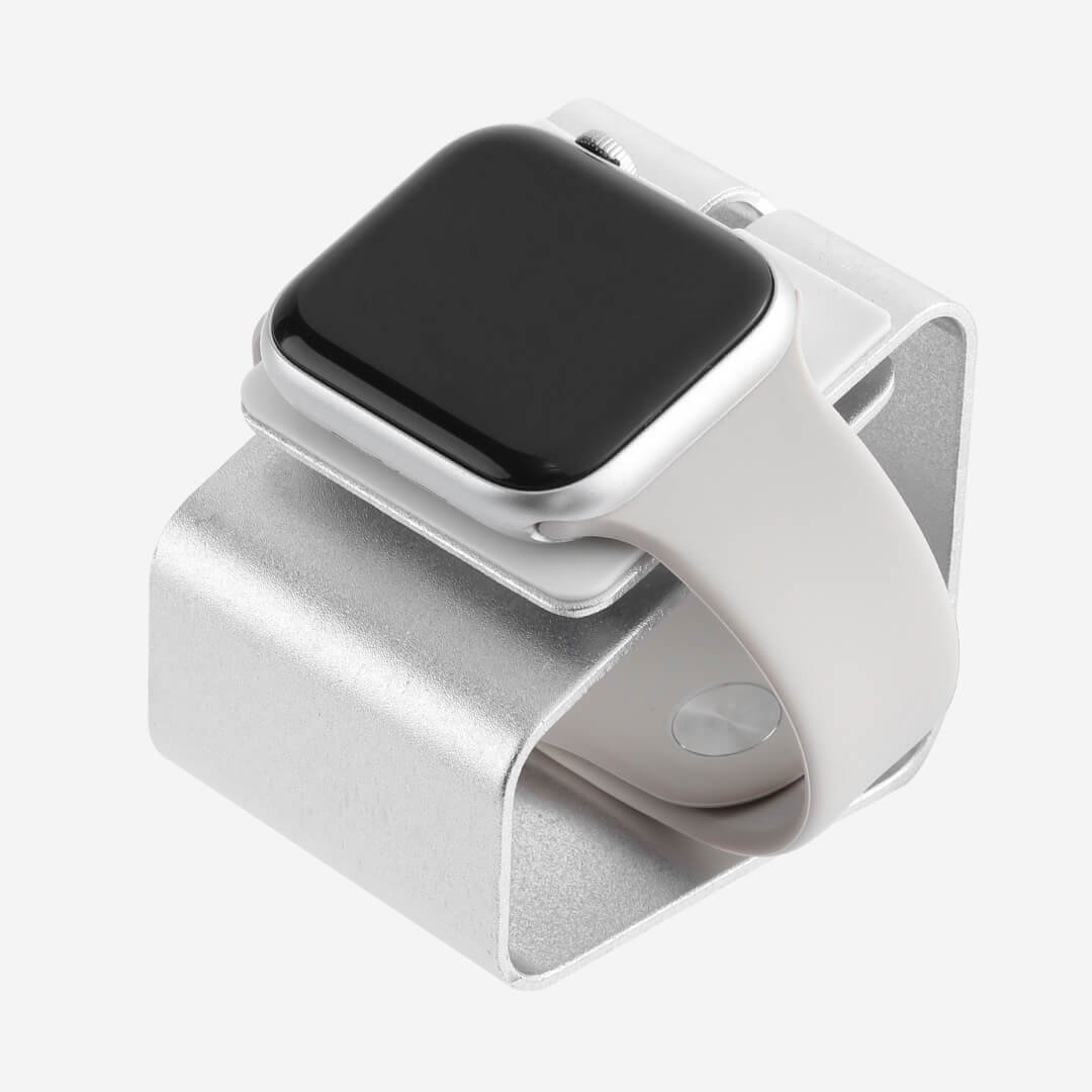 Aluminium Compact Apple Watch Charging Stand Silver