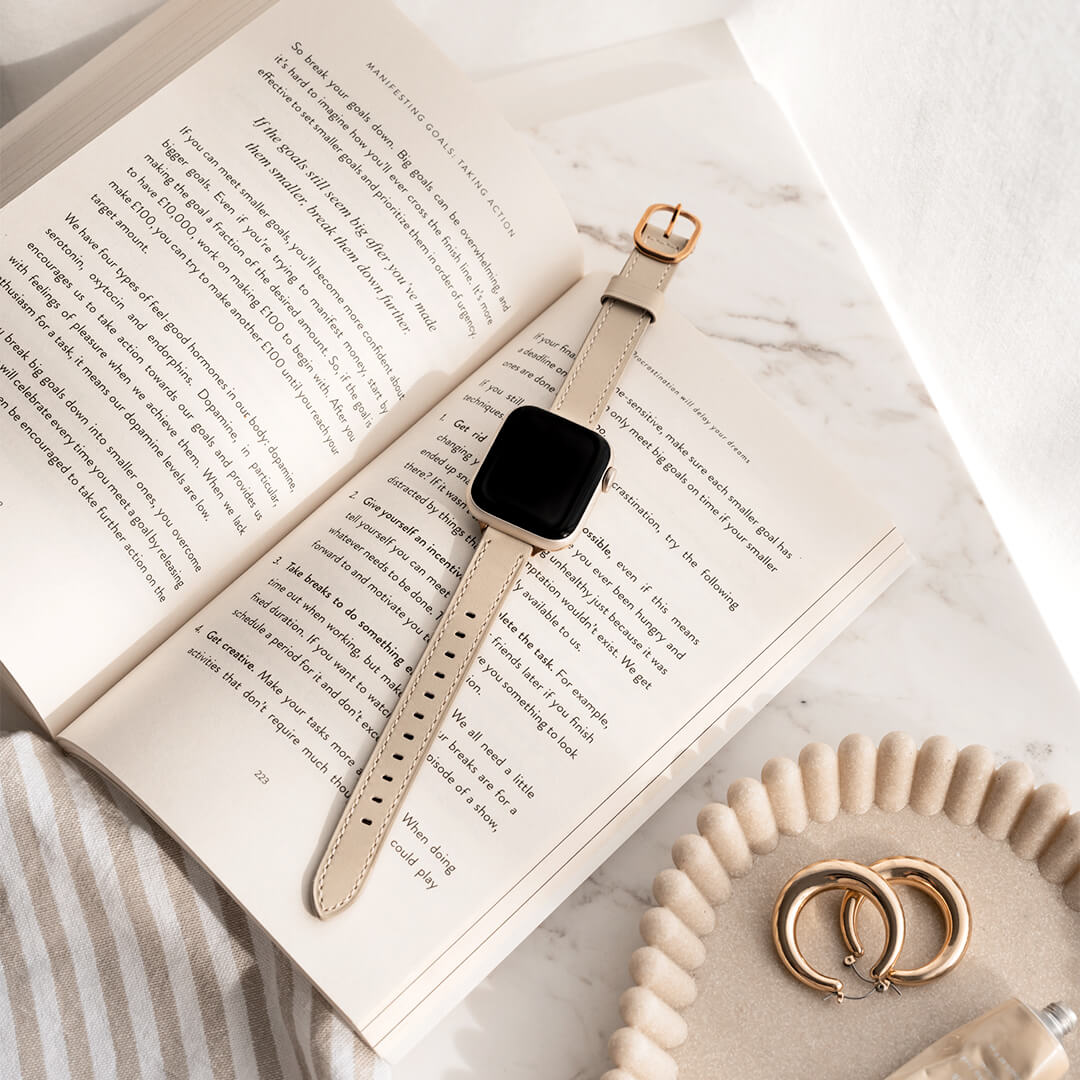 Copenhagen Leather Apple Watch Band - Alabaster / Vintage Rose Gold