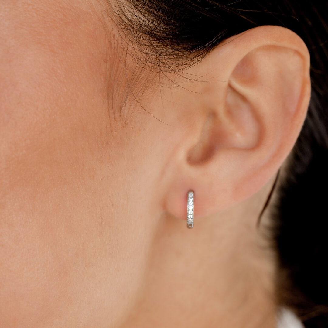 Giselle Crystal Huggie Earrings - Silver
