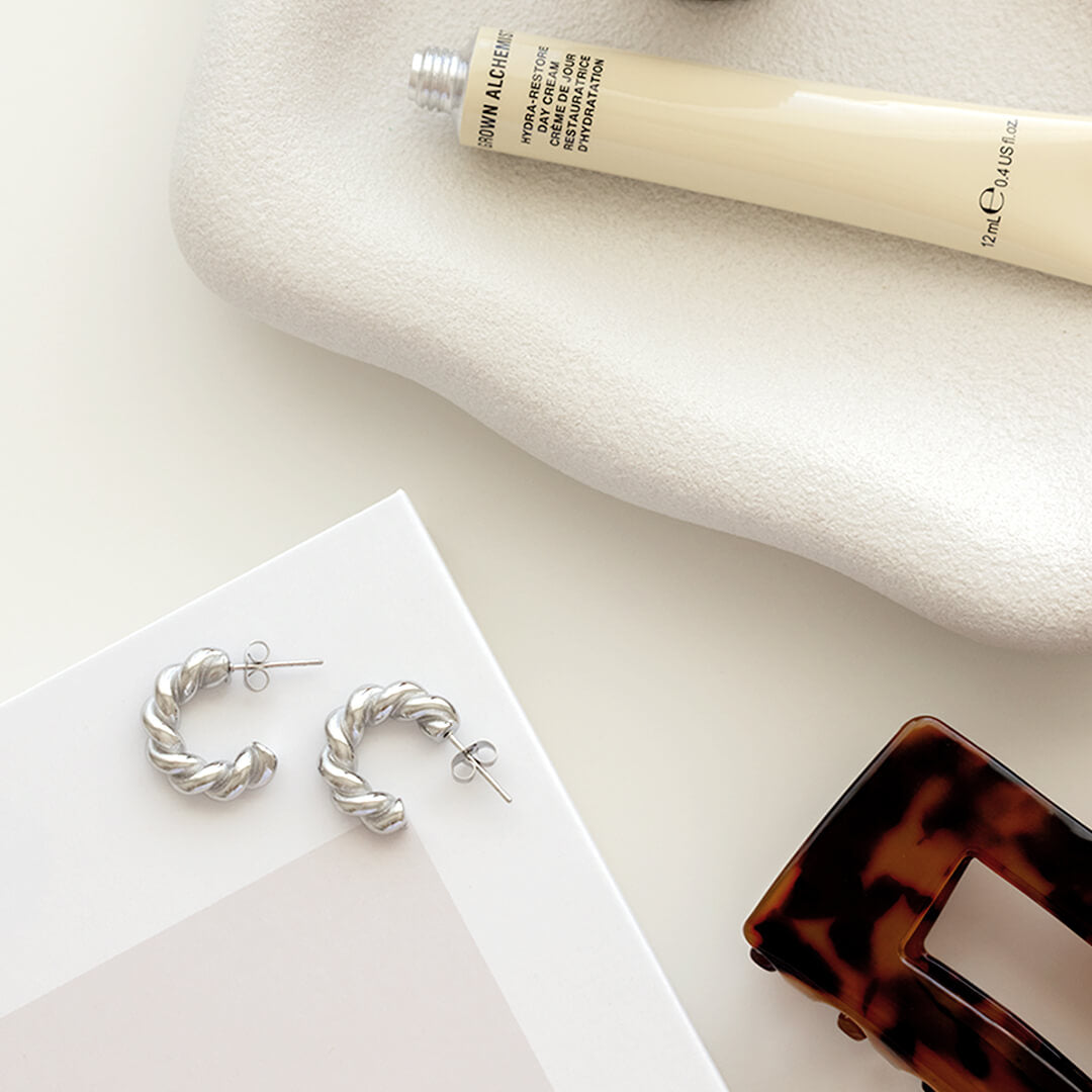 Imogen Twist Hoop Earrings - Silver