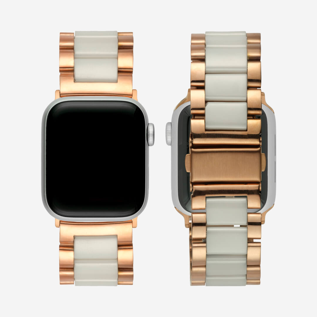 Lisbon Apple Watch Band - Vintage Rose Gold / White