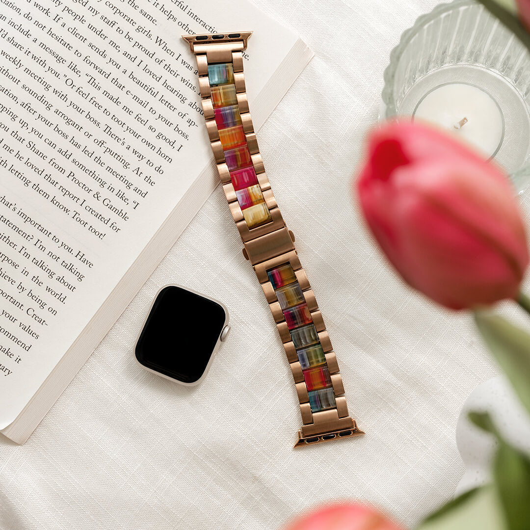 Lisbon Apple Watch Band - Vintage Rose Gold / Rainbow