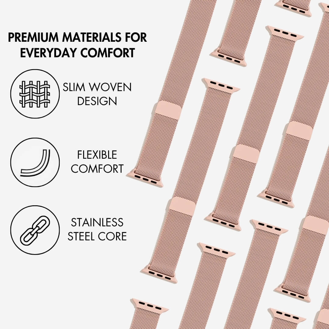 Slim Woven Design, Flexible Comfort, Stainless Steel Core