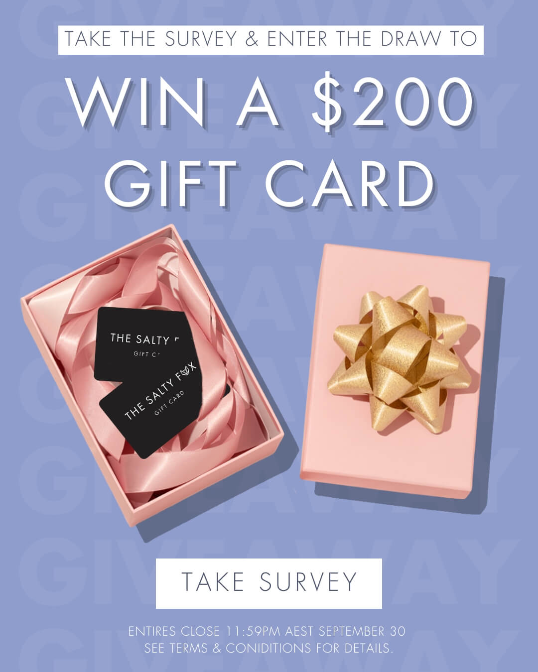 Win a $200 Gift Card. Click to Take Survey
