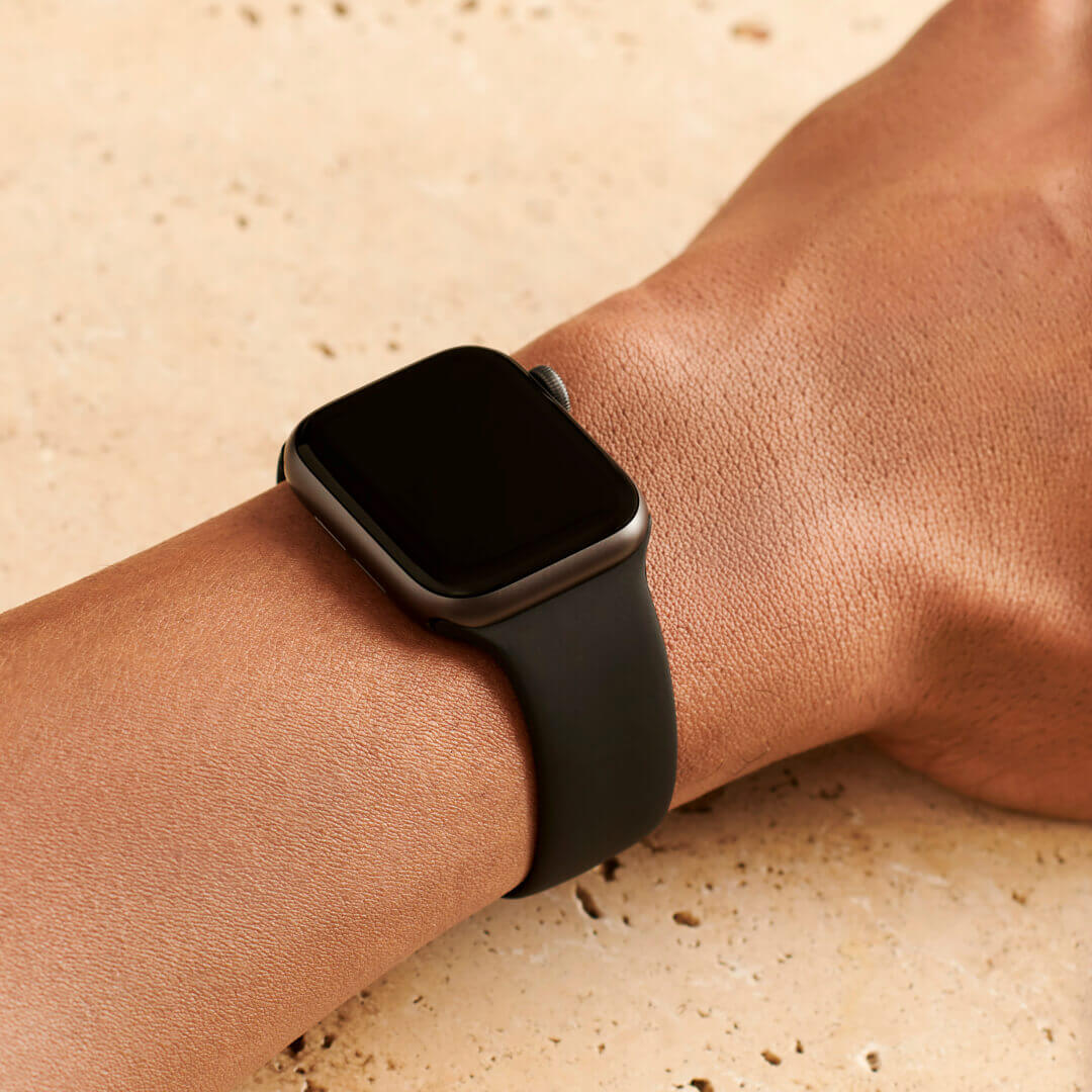 Classic Silicone Apple Watch Band - Black - On Model
