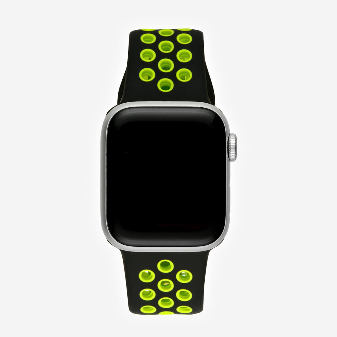 Silicone Sports Apple Watch Band - Black/Lime
