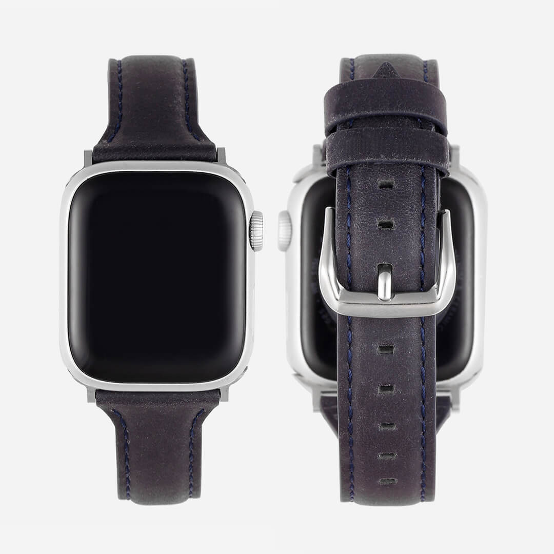 Slim Leather Apple Watch Band - Basalt