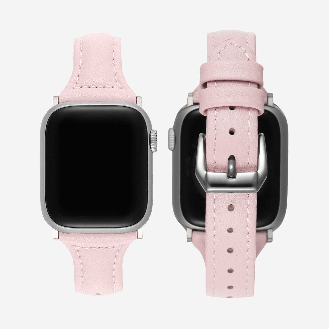 Slim Leather Apple Watch Band - Blush