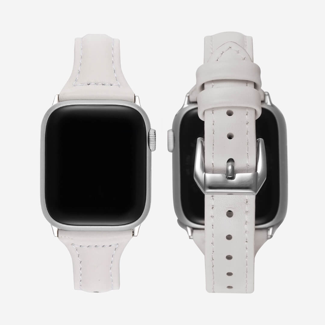 Slim Leather Apple Watch Band - White