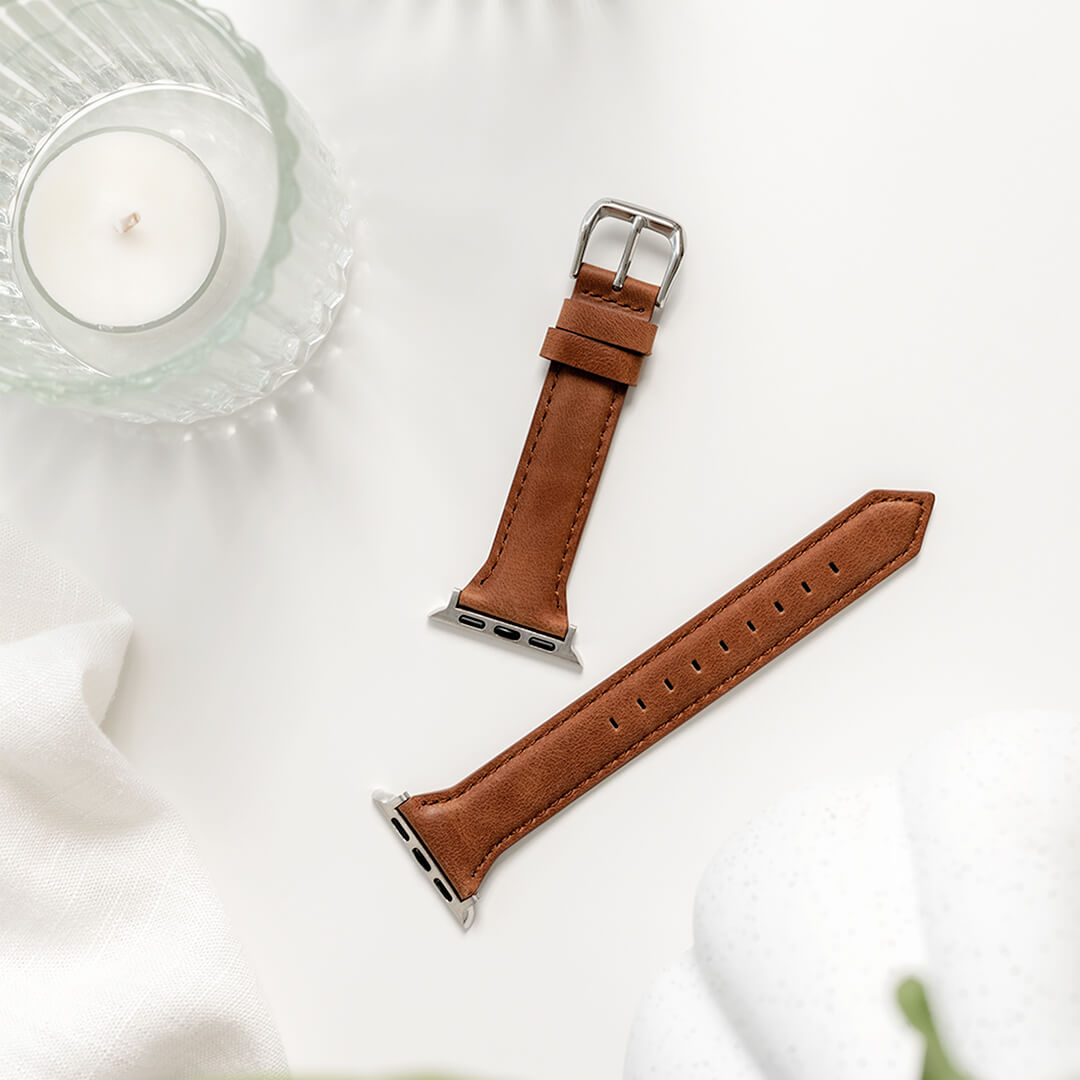 Slim Leather Apple Watch Band - Hazelnut