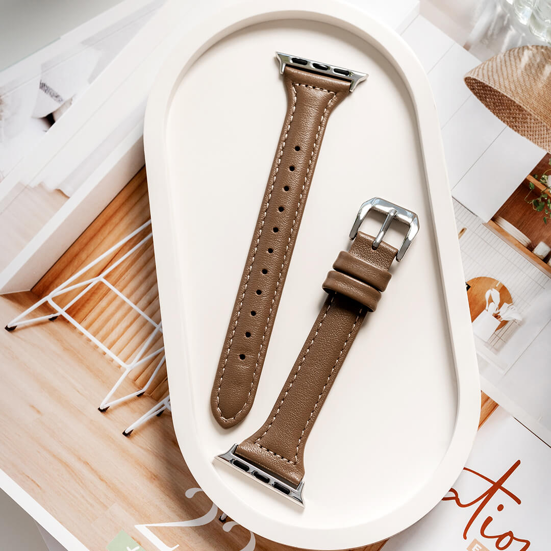 Slim Leather Apple Watch Band - Oyster