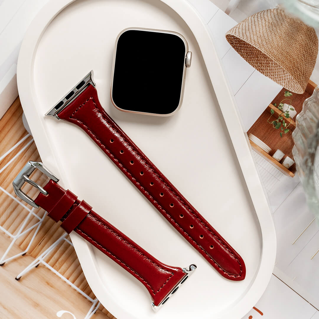 Slim Leather Apple Watch Band - Saffron