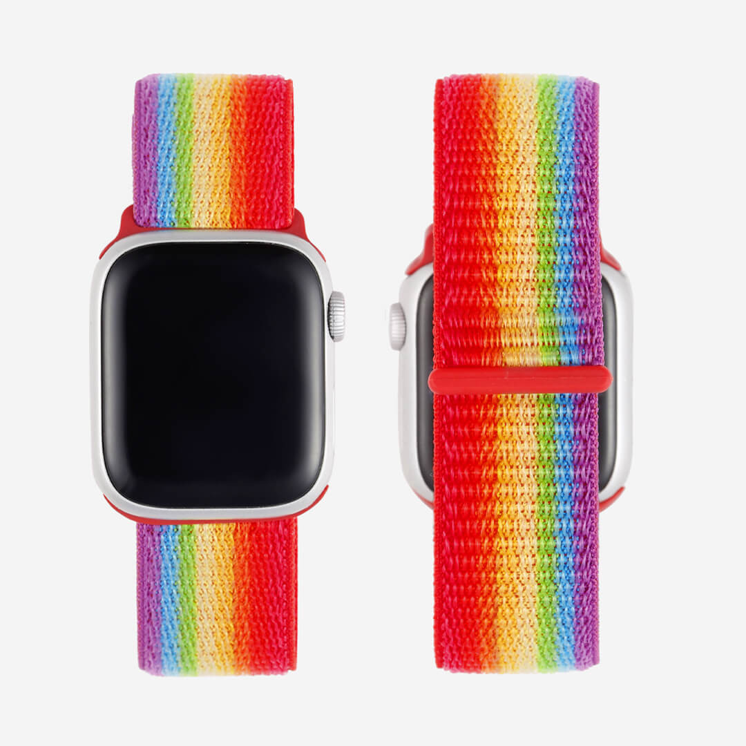 Striped Sport Loop Apple Watch Band - Deep Rainbow