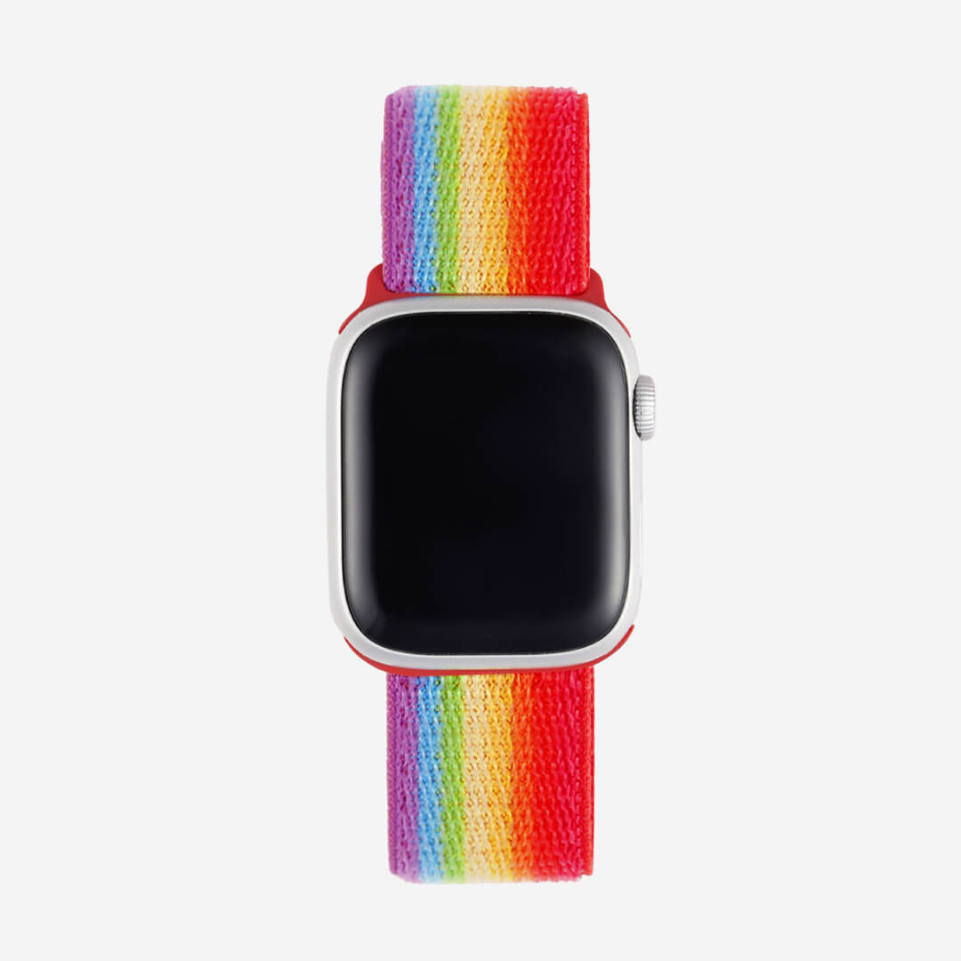 Striped Sport Loop Apple Watch Band - Deep Rainbow