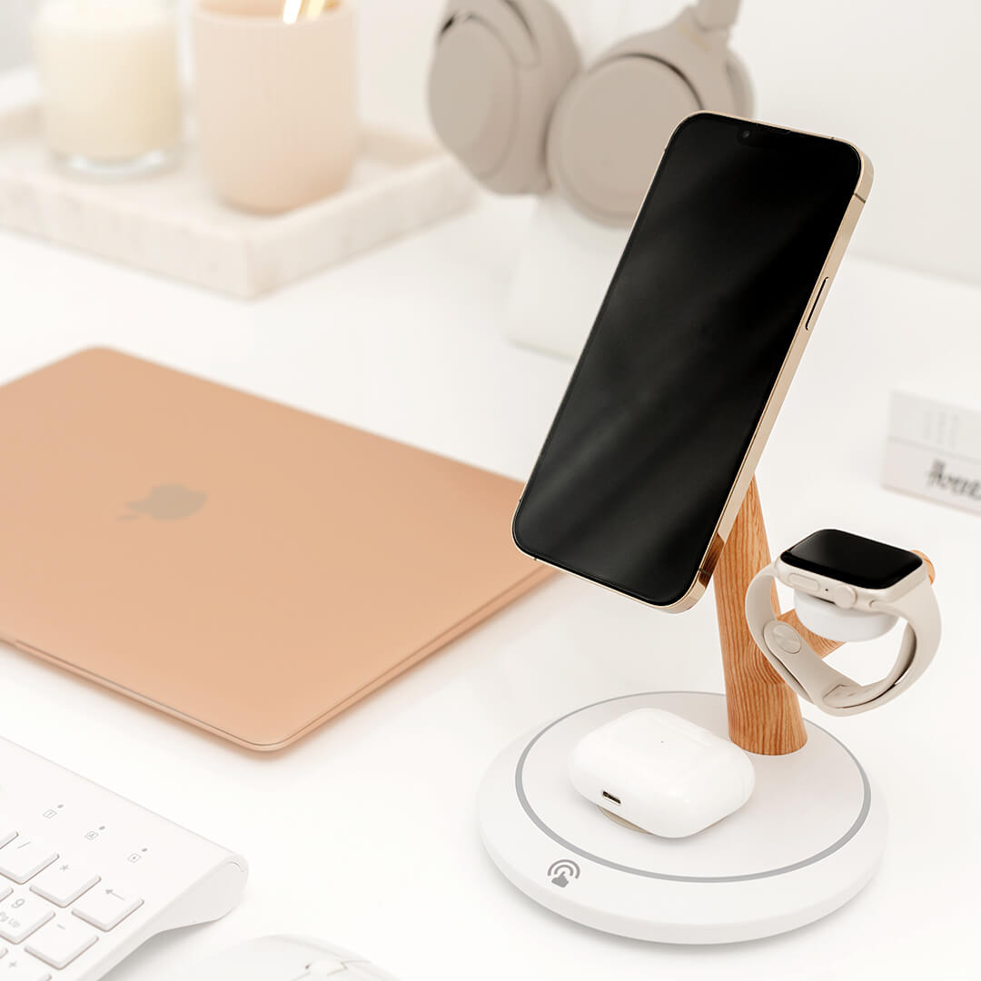 Toronto 3 in 1 Charging Dock - White/Oak