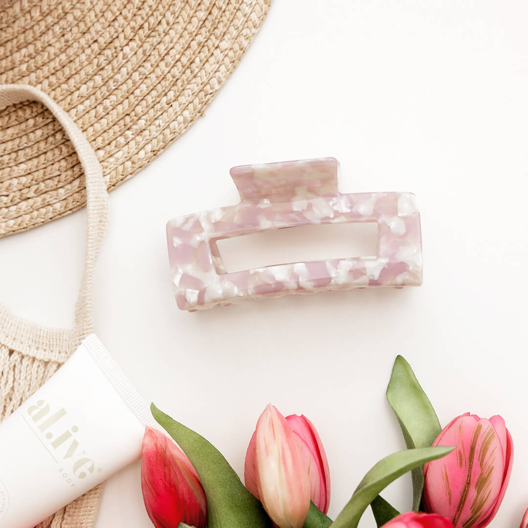 Vienna Claw Clip - Rose Quartz - Styled