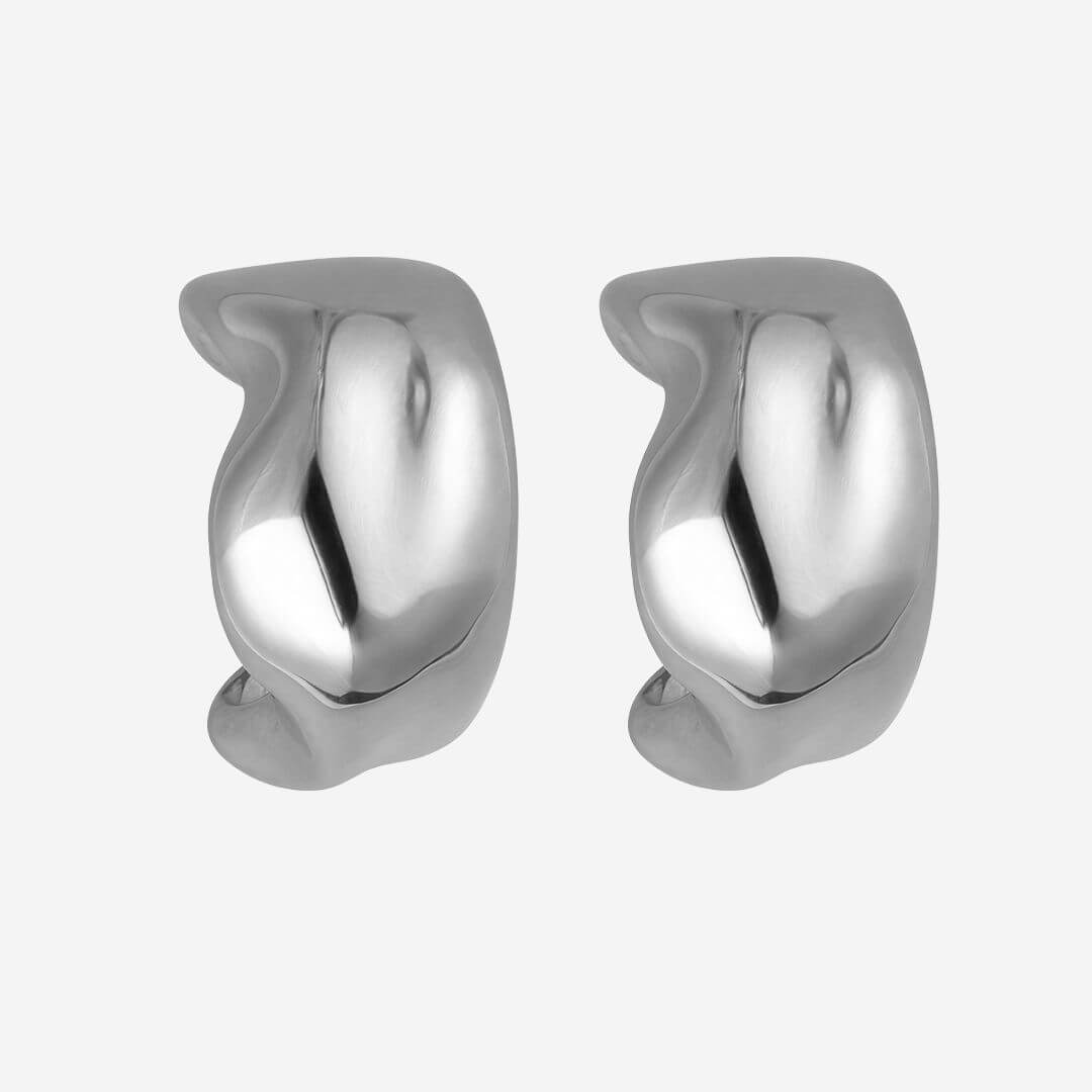 Zoe Molten Hoop Earrings - Silver