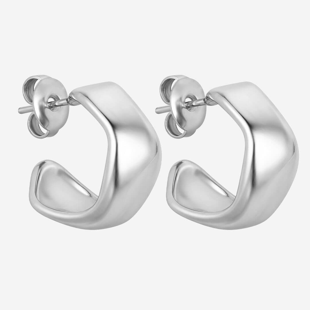 Zoe Molten Hoop Earrings - Silver