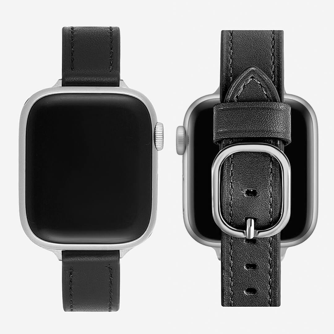 Copenhagen Leather Apple Watch Band Black / Silver The Salty Fox