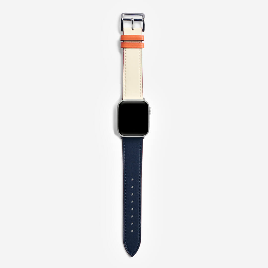 Oxford Classic Apple Watch Band - Vanilla & Navy