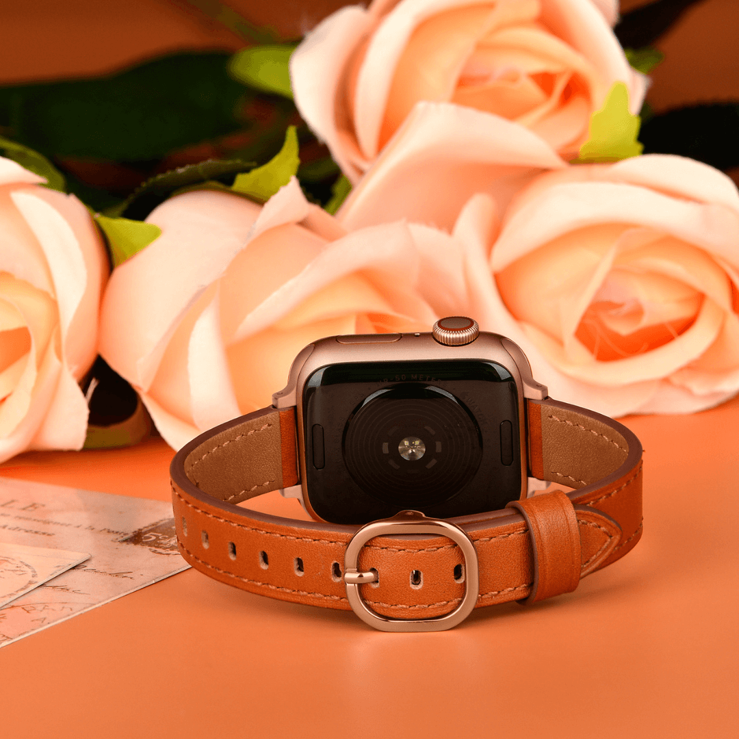 Copenhagen Leather Apple Watch Band - Caramel / Vintage Rose Gold