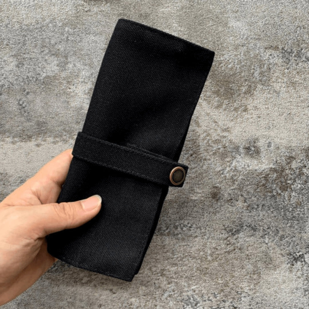 Canvas Apple Watch Band Roll Organiser - Black